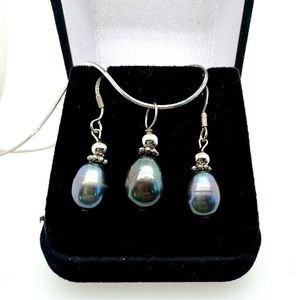 Matching Pearl Pendant and Earring Set
